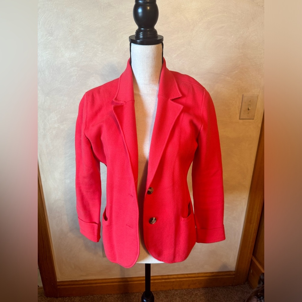 Red sweater blazer by 1901.  Size medium and in good condition.